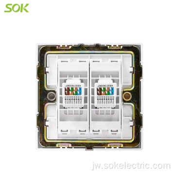 Soket listrik populer 2Gang RJ45 LAN Soket Outlet